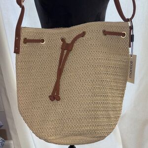 NWT Montce Cream and Tan Woven Shoulder Bag
